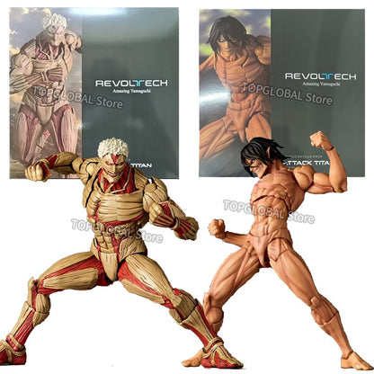 KAIYODO Attack on Titan Figura Revoltech AMAZING YAMAGUCHI Titã Blindado Eren Jaeger Anime Bonecos de Ação Modelo KO Brinquedos Presente