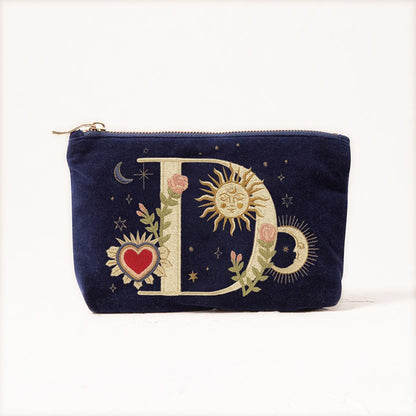 Velvet Handbag Vintage Printed Letter Pattern Makeup Bag