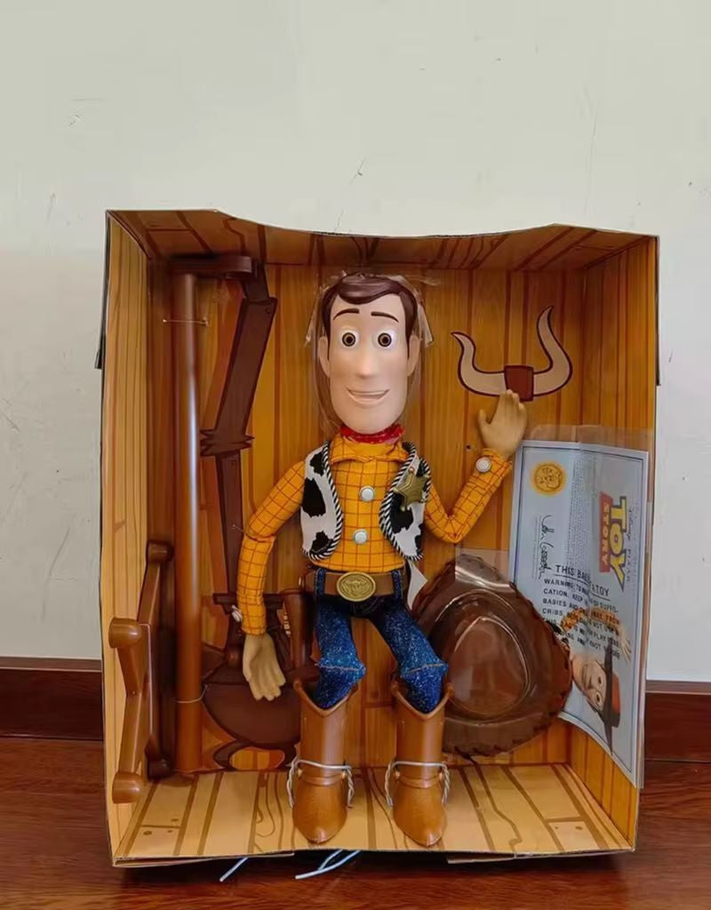 Bonecos de Ação Woody Disney Pixar Toy Story 40cm com Som de Filme em Inglês, Boneco de Personagem, Vaqueiro de Pano, Presente de Aniversário para Crianças