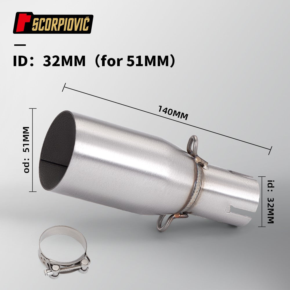 Motorcycle Universal Exhaust Mid Pipe OD 51mm ID 28-45mm Slip On Adapter Pipe Fit Most Motorbike Exhaust Mod