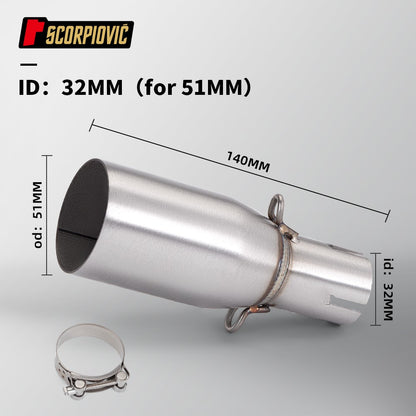 Motorcycle Universal Exhaust Mid Pipe OD 51mm ID 28-45mm Slip On Adapter Pipe Fit Most Motorbike Exhaust Mod