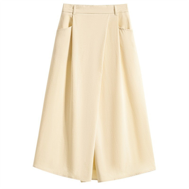 Summer Women Plus Size Skirt 2025 New High Waist Irregular Mid Long Skirt Woman Elastic Waist A Line Pleated Big Size Skirts