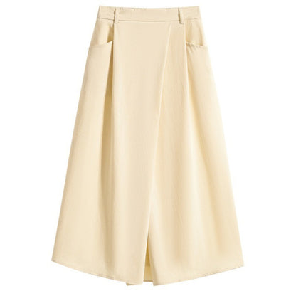 Summer Women Plus Size Skirt 2025 New High Waist Irregular Mid Long Skirt Woman Elastic Waist A Line Pleated Big Size Skirts