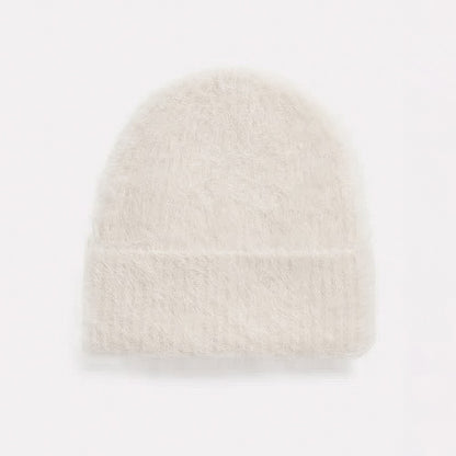 Gorros de Lã de Alpaca Fofos Femininos, Chapéu Quente de Malha, Gorro de Inverno, Cor Sólida, Outono Inverno