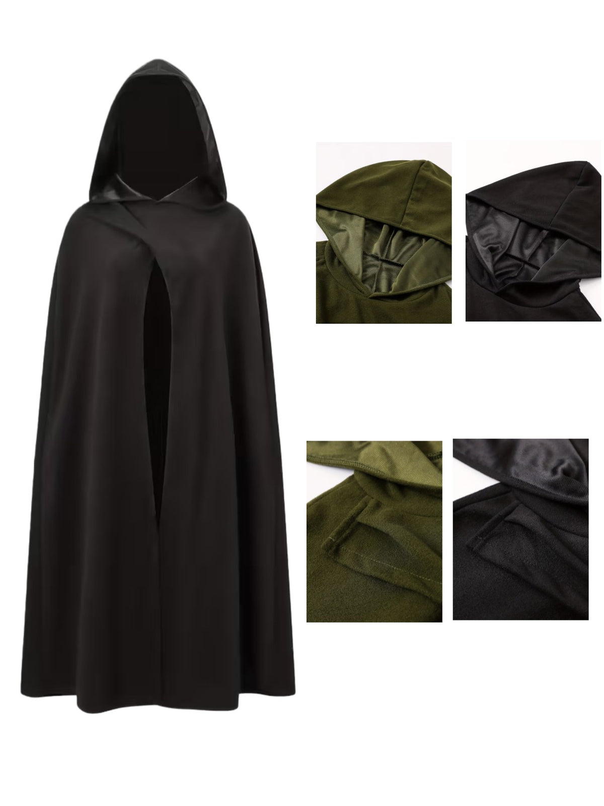 New Halloween Costume Cloak, Fleece Hooded Halloween Cape, Retro Asymmetrical Design Role Play Coat, Party Outfit, Autumn & Winter Clothing Accessory, Cosplay Costume