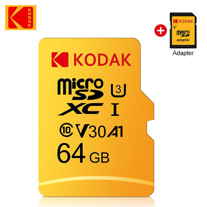 Cartão de memória KODAK 64G Ultra 64GB A1 U3 4K Micro SD SDHC Microsd UHS-I C10 TF Performance Flash Original Minisd com adaptador