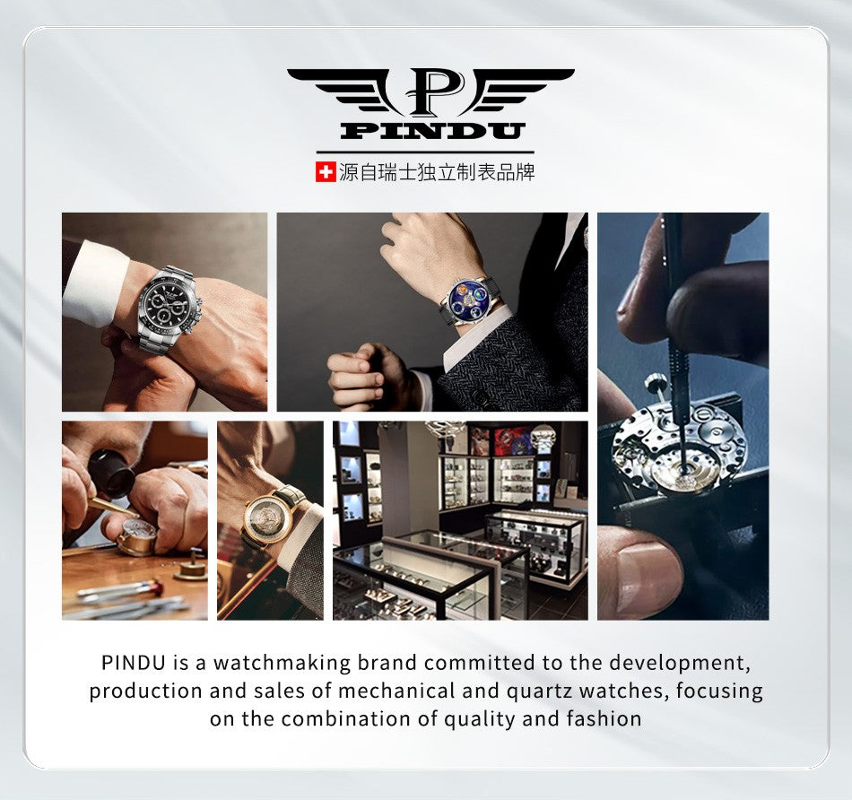 New PINDU Watch Unique Dial Design Style Men Mechanical Watch Summer Beach Fashion Watch Glowing Waterproof Resin silicone strap