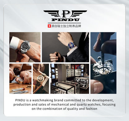 New PINDU Watch Unique Dial Design Style Men Mechanical Watch Summer Beach Fashion Watch Glowing Waterproof Resin silicone strap