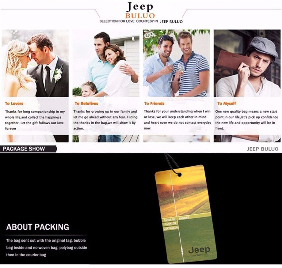 JEEP BULUO Luxury Brand Men Crossbody Messenger Bags Business Casual Handbag Male PU Shoulder Bag Large Capacity