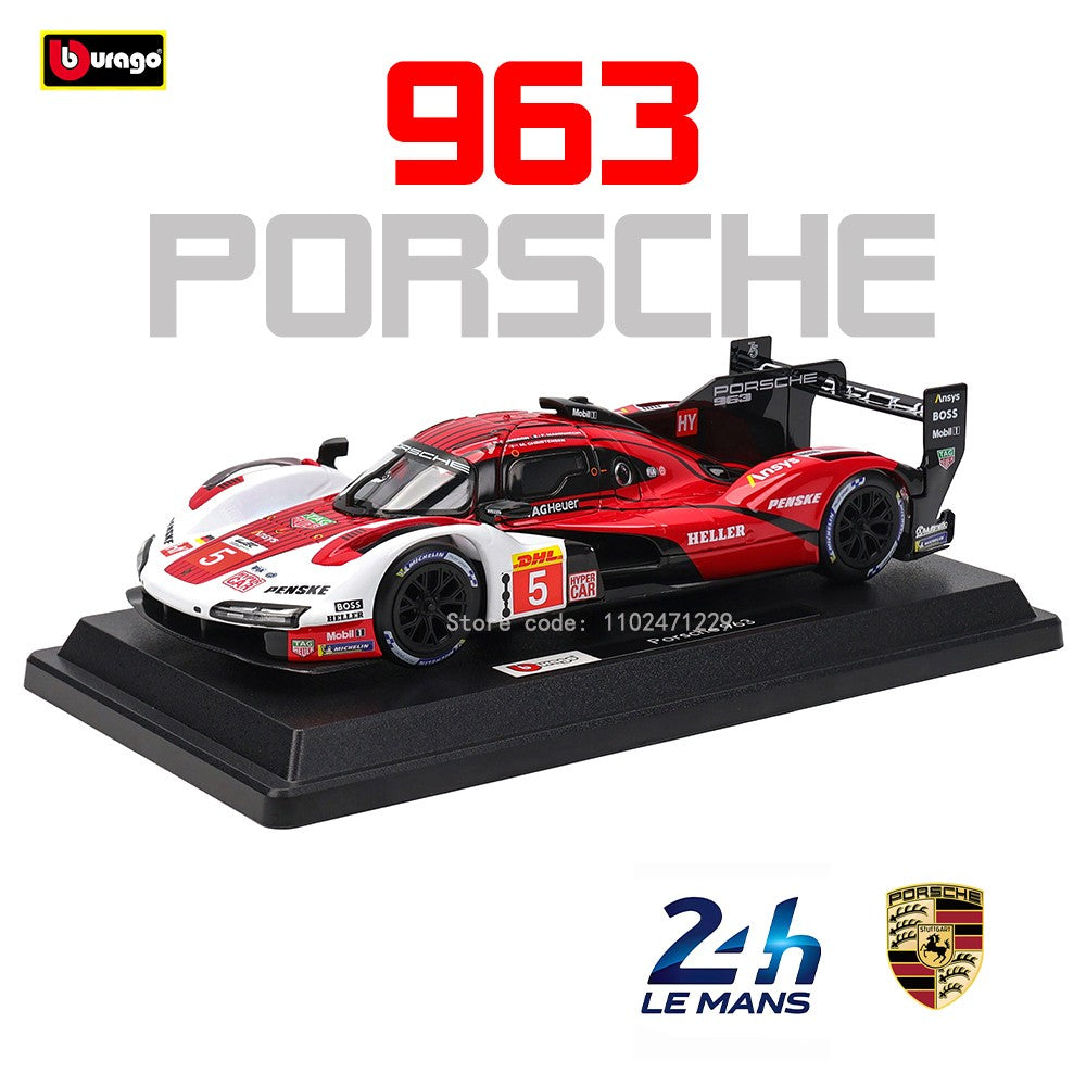 Bburago 1:24 Porsche 963 24 alloy racing car Alloy Luxury Diecast Car Model Toy Collection Gift Multiple styles to choose from