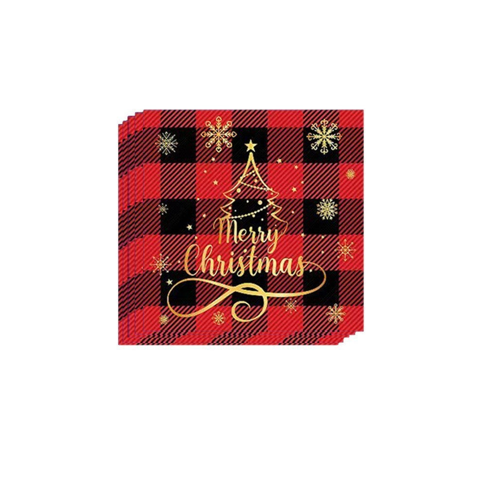 Christmas Theme Party Tableware Red Plaid Christmas Car Disposable Tableware Set Paper Plate Party Decoration Supplies