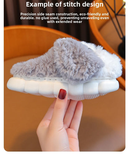 Kids Cotton Slippers Winter Boys Girls Non Slip Indoor Cute Dog Design Warm House Shoes for Children