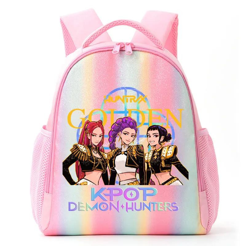 Mochila de Caçadores de Demônios KPop Estampa de Desenho Animado Anime Bolsas de Ombro para Estudantes Organizador de Papelaria Grande Capacidade Presentes de Volta às Aulas
