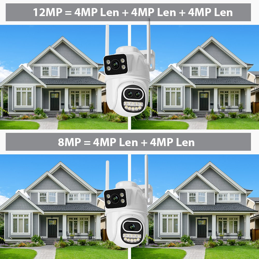 BESDER 6K 12MP Wifi Camera PTZ Dual Screen 8X Digital Zoom AI Auto Tracking Outdoor 8MP CCTV IP Camera Security Protection iCSee
