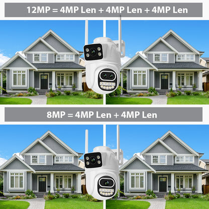 BESDER 6K 12MP Wifi Camera PTZ Dual Screen 8X Digital Zoom AI Auto Tracking Outdoor 8MP CCTV IP Camera Security Protection iCSee
