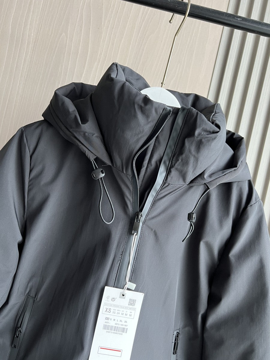 ETJ 2024 Autumn/Winter New TRAF women's short imitation wind waterproof hooded thick warm cotton jacket Outdoor coat 4749703
