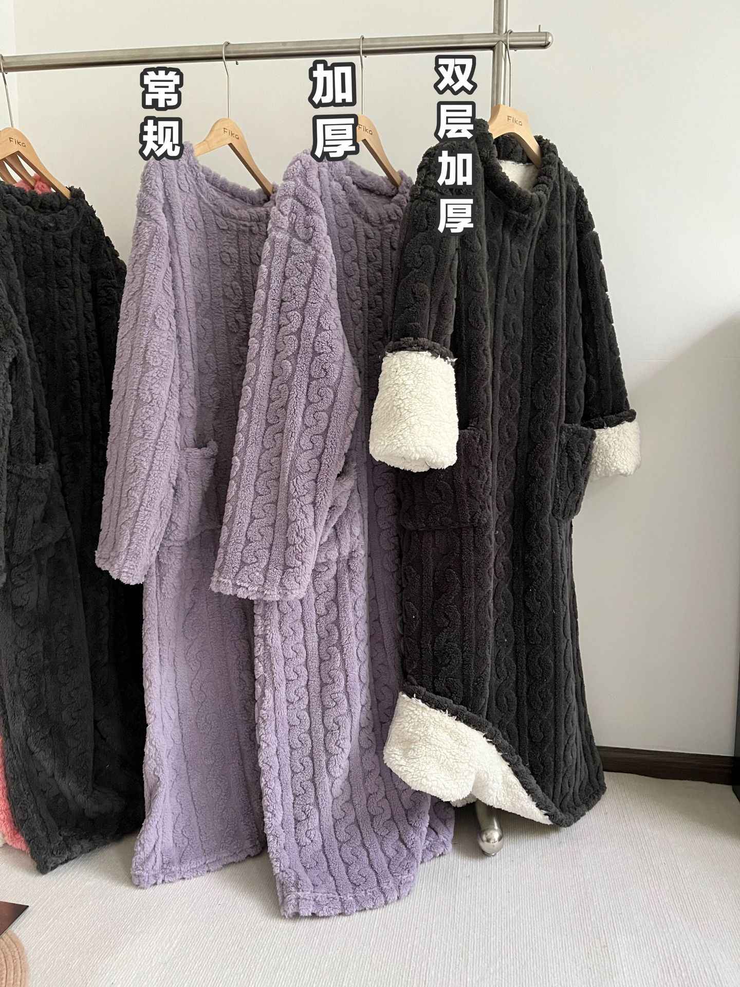 Thickened Warm Bathrobe Women Coral Velvet Padded Pajamas Dress Winter College Student Homewear Plus Size Ladies Striped