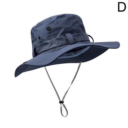 Summer Men Bucket Hat Outdoor UV Protection Wide Brim Panama Safari Hunting Hiking Mesh Fisherman Hat Beach Sunscreen Cap