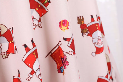 Fashion V-neck Short Sleeve Printed Christmas Dress Large Swing Vintage Elegant Xmas Party Dress