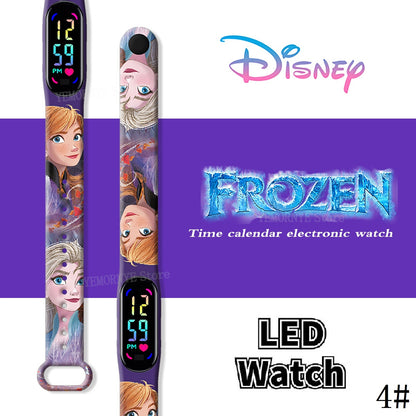 Disney Frozen Digital Kids' Watches Anime Figures LED Luminous Watch Touch Waterproof Electronic Sports Watch Kids Birthday Gift