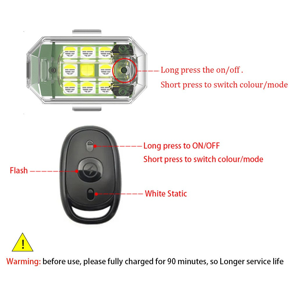 1/2/4pcs Wireless LED Drone Strobe Light for Motorcycle Car Bike Remote Control Anti-collision Warning Light Signal Light