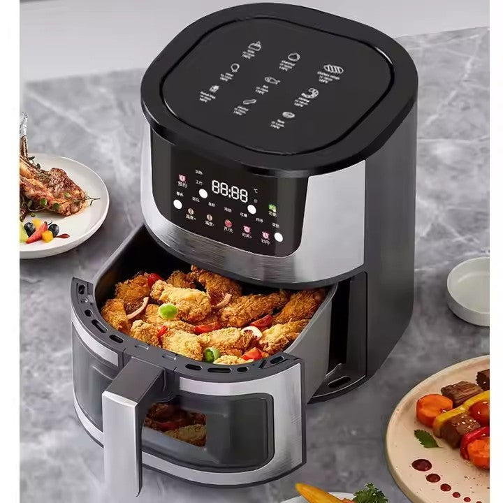 Fritadeira de ar inteligente de tela sensível ao toque, grande capacidade de 15L, aço inoxidável, multifuncional digital comercial