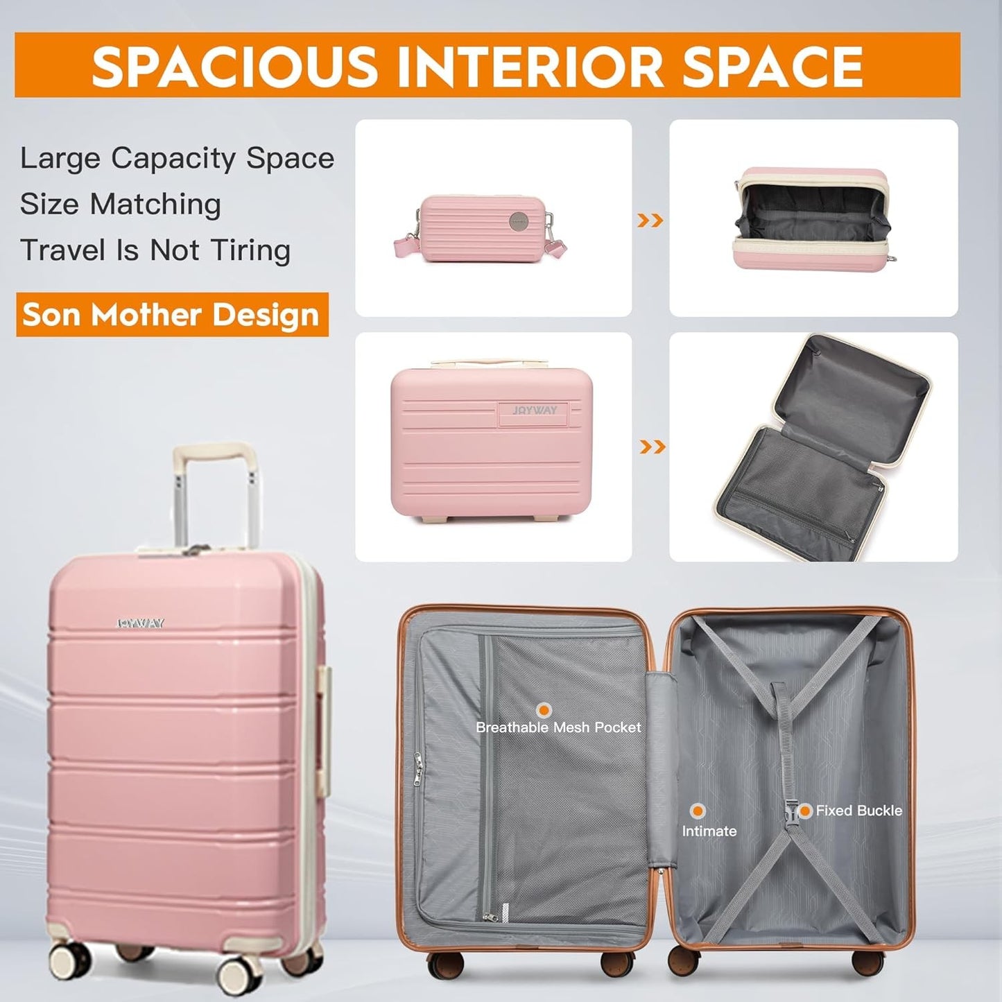 Joyway Travel Luggage Sets, Stylish Carry On Checked Suitcase Set,Sturdy Durable Scratch-resistant,TSA Lock,Spinner Wheels