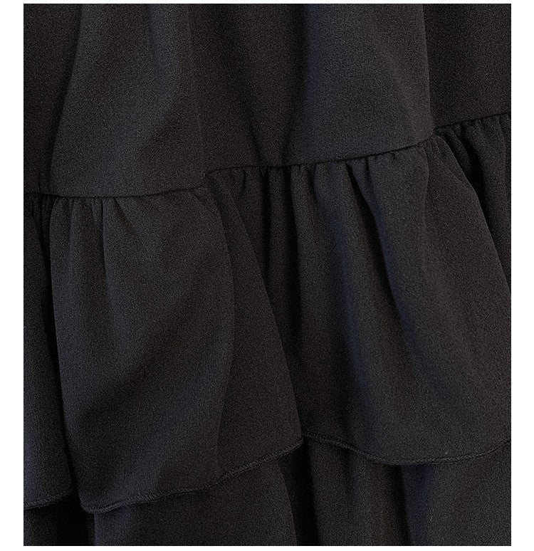 150Kg Plus Size Women's Hip 165 Cake Short Skirt Casual Pleated Ruffled Edge Skirt Black White 5XL 6XL 7XL 8XL 9XL