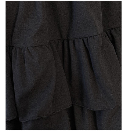 150Kg Plus Size Women's Hip 165 Cake Short Skirt Casual Pleated Ruffled Edge Skirt Black White 5XL 6XL 7XL 8XL 9XL