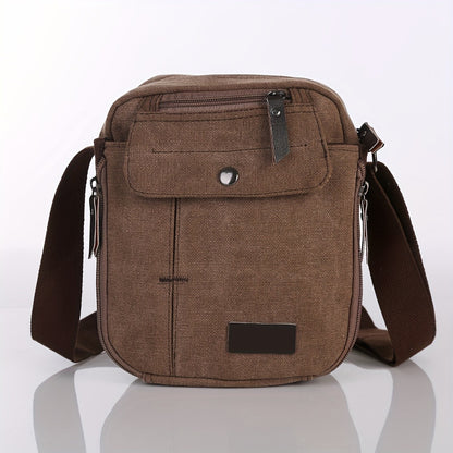 Unisex Canvas Crossbody Bag, Korean Style Outdoor Multi-Purpose Casual Shoulder Bag for Men, 1-Pack