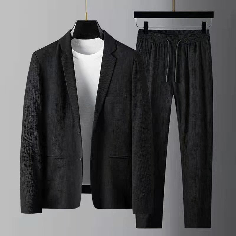 2024 Summer and Autumn New Fashion Suit Men's Long sleeved High end Quality Casual Set Korean Edition Casual Two Piece Set