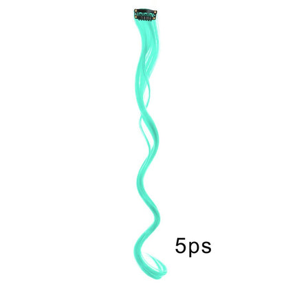 5pcs Colorful Curly Wavy Hair Extensions 18 inch Synthetic Wave Clip-In Hairpieces for Women Cosplay Christmas & New Year Gifts