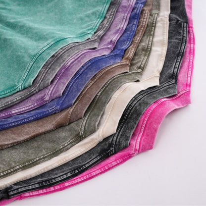 230g retro fried snowflake washed T-shirt Europe and the United States cross-border cotton t loose bottoming round neck pullover