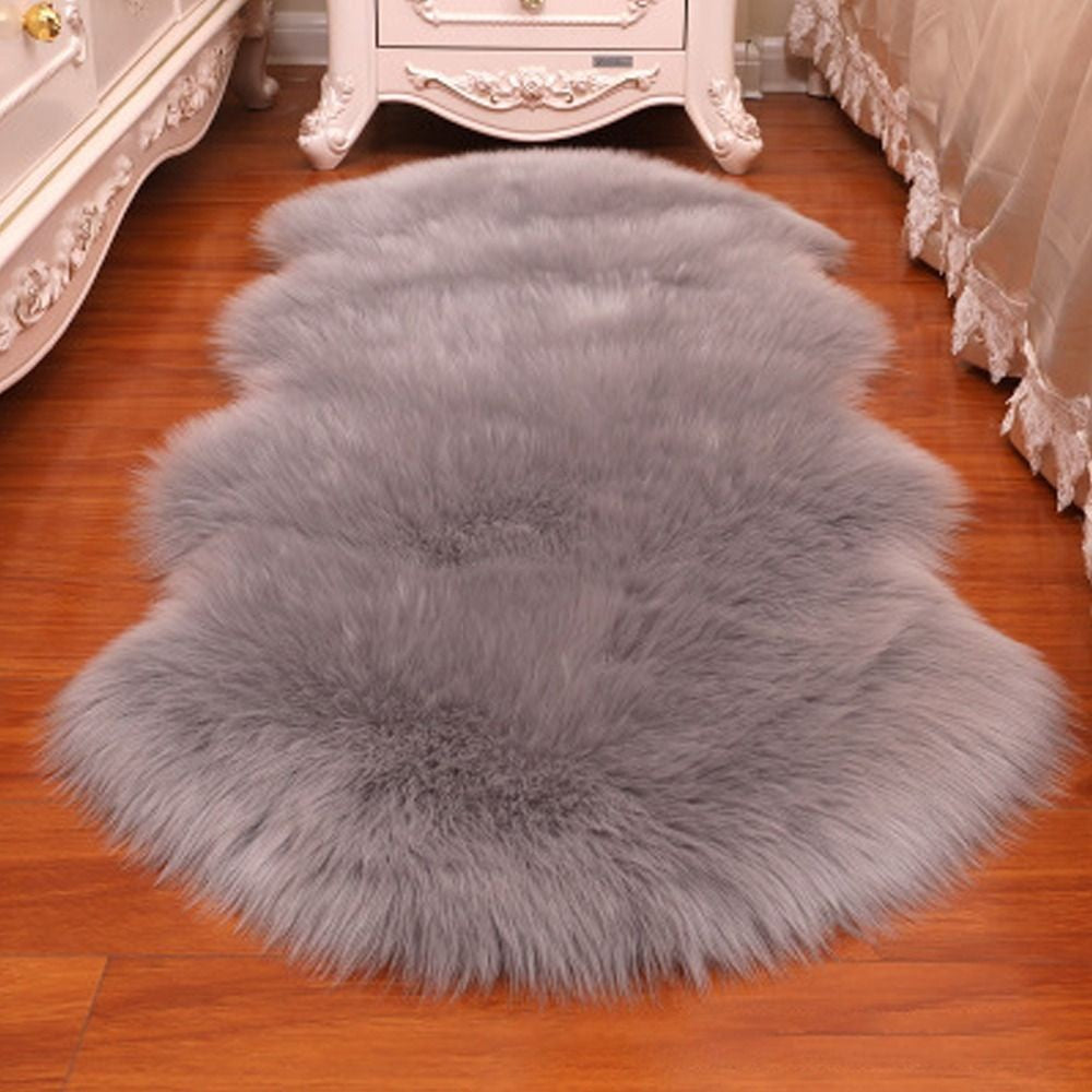 Washable Fluffy Shaggy Long Hair Carpet Floor Protection Non Slip Soft Rugs Faux Fur Bedroom Mats Sheepskin Rug