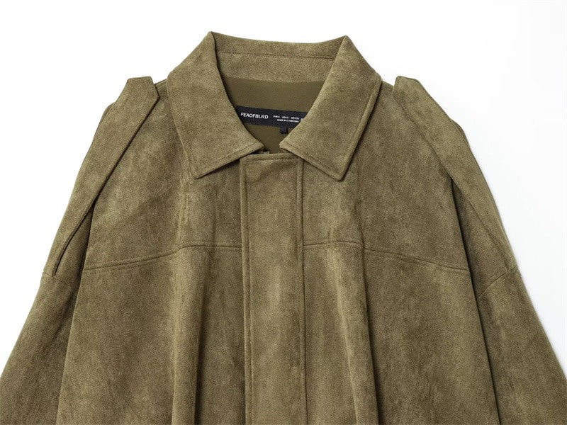 Women's Jacket Fall 2025 New Solid Color Long-Sleeved Faux Suede Loose Bomber Jacket Casual Fashion Personality Versatile