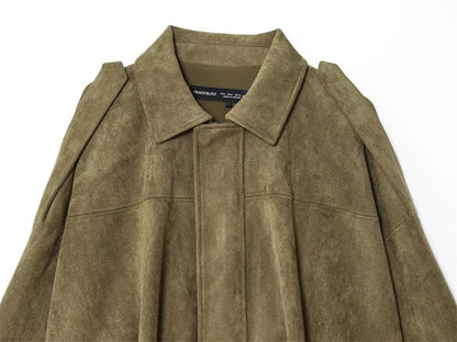 Women's Jacket Fall 2025 New Solid Color Long-Sleeved Faux Suede Loose Bomber Jacket Casual Fashion Personality Versatile