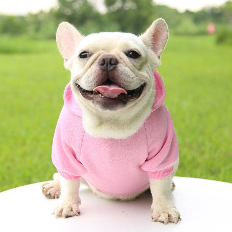Roupas de Cachorro Fashion Outono e Inverno Roupas para Pequenos Pets Espessamento Quente Cor Sólida Moletom de Duas Pernas com Capuz Produtos Casuais para Pets