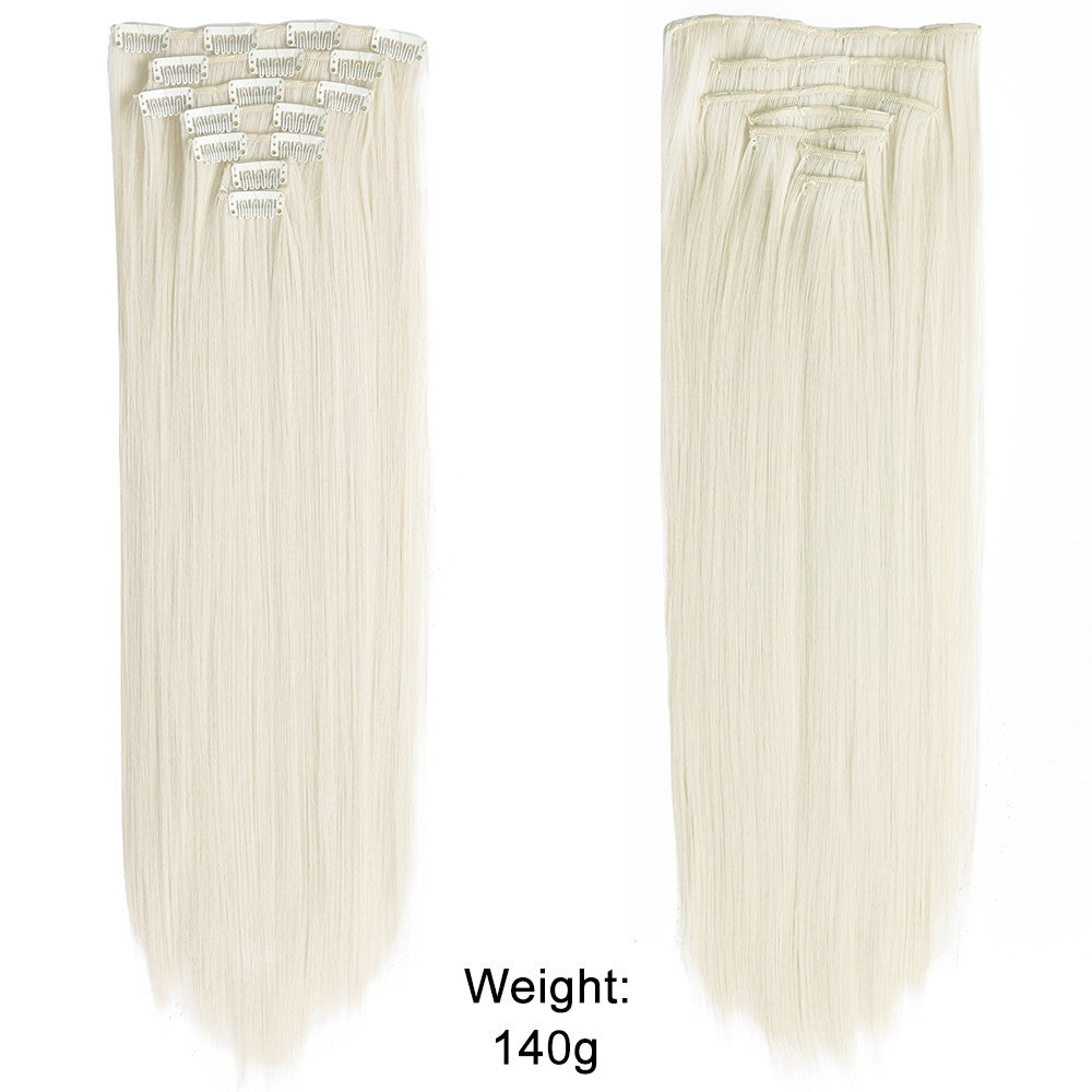 7Pcs/Set 16 Clips Hair Extension Black Long Straight Natural Hair Ombre Hairpiece Heat Resistant Fiber For Women Hairstyle