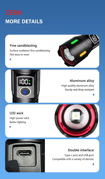 60000000LM Most Powerful Led Flashlight 3500M Long Range Torch High Power Led Flashlights Rechargeable Strong Tactical Lantern