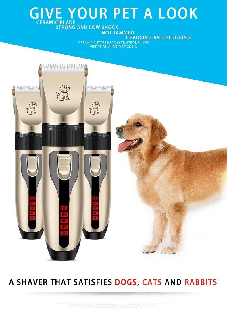 Máquina de Tosa para Cães e Gatos, Tosquiadeira para Animais de Estimação (Cães/Gatos/Coelhos), Aparador de Pelo, Barbeador, Conjunto Profissional Recarregável sem Fio