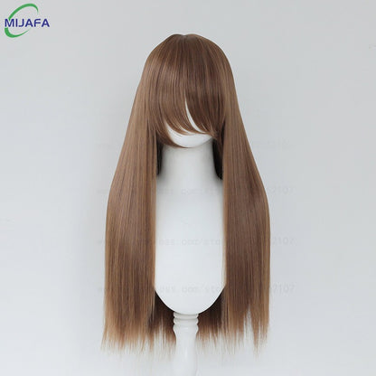 Peruca de Cosplay Longa e Lisa de Altíssima Qualidade, 400g, 48 Cores, 60cm, com Franja, Resistente ao Calor, Perucas Anime + Touca de Peruca