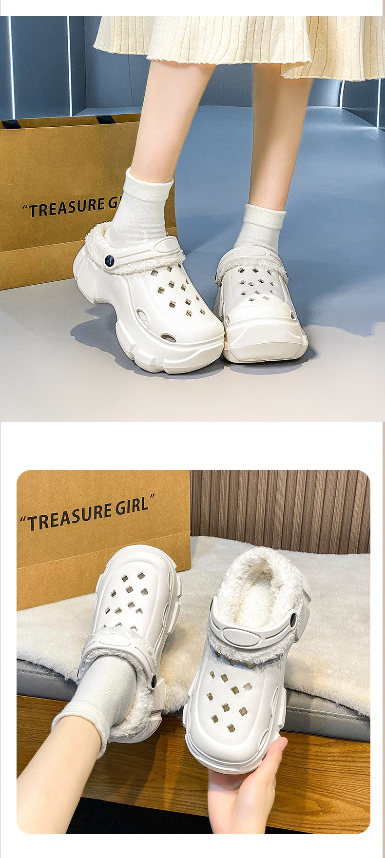 Women's Winter Platform Sandals Slippers Shoes Outdoor Thick Sole Shoes Lightweight Breathable Women Fur Flats slippers