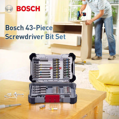 ? Kit de Pontas de Parafusadeira Bosch de 43 Peças com Controladora de Impacto Profissional Kit de Acessórios Bosch