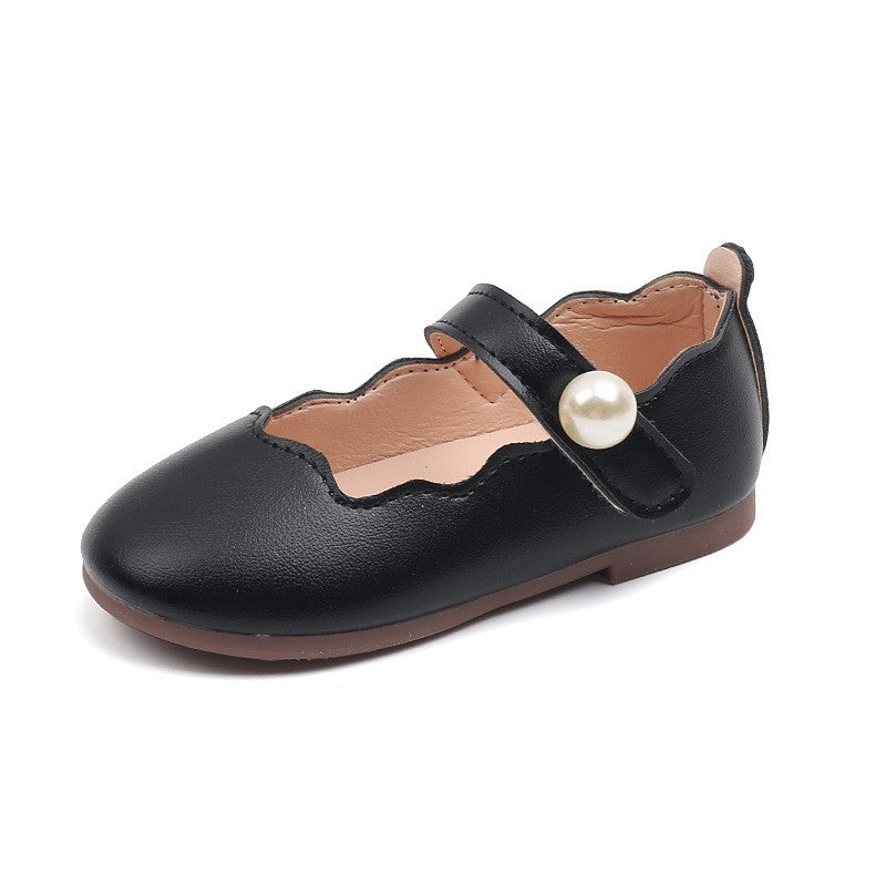 Girls Black Leather Shoes for Wedding Party Back To School Flats Kids Mary Janes Simple Classic Soft Anti-skid Kids Casual Shoes
