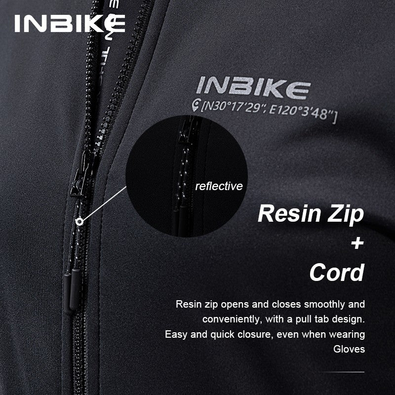 INBIKE Men's Winter Cycling Bike Jackets Windproof Softshell Thermal Bicycle Clothing for Men Warm Fleece Road Bike Windbreaker