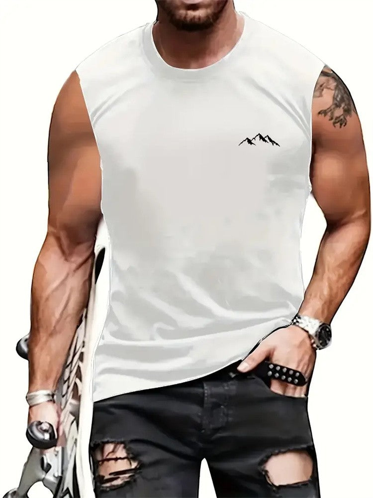 New Men's Outdoor Casual T-Shirt Gym Exercise Sleeveless Shirt Mens Summer Loose