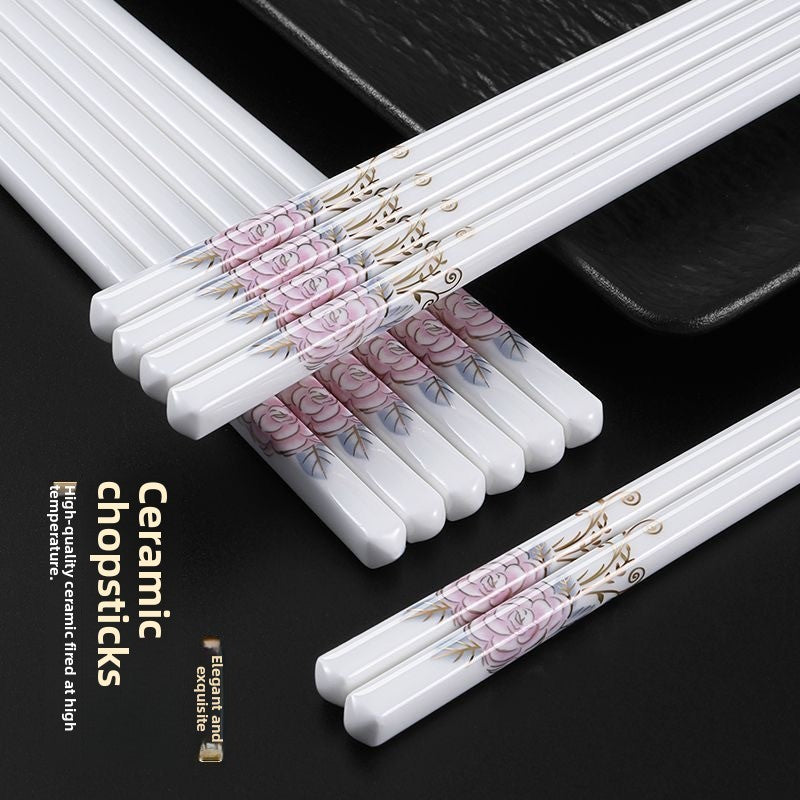 Novo conjunto de hashis de cerâmica à prova de quedas, antiderrapante, de grau alimentício, resistente à umidade, de alta temperatura, talheres chineses, hashis de sushi