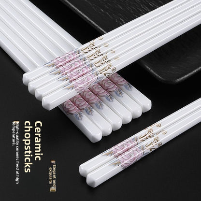 Novo conjunto de hashis de cerâmica à prova de quedas, antiderrapante, de grau alimentício, resistente à umidade, de alta temperatura, talheres chineses, hashis de sushi