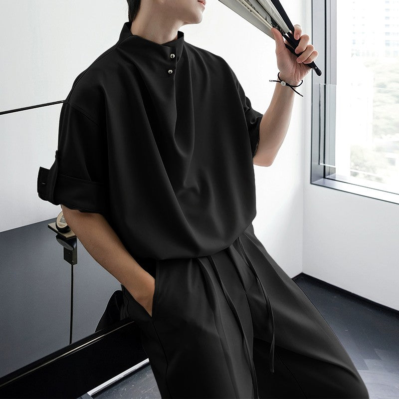 INCERUN Men Sets Solid Color Pleated Shirt & Pants Two Pieces Sets Loose Streetwear 2025 Fashion Men's Casual Suits S-5XL