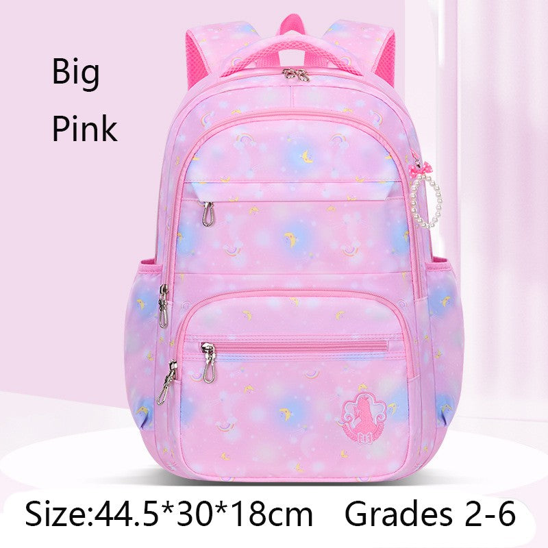 Fashion Moon Rainbow Girl School Bag Children Kid Backpack Cute Waterproof Large Capacity Gradient Pink Teenage Travel Backpack
